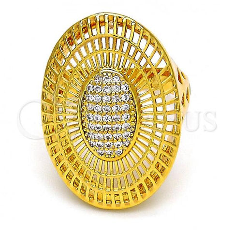 Oro Laminado Multi Stone Ring, Gold Filled Style with White Micro Pave, Polished, Golden Finish, 01.118.0029.08 (Size 8)