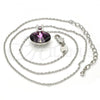 Rhodium Plated Pendant Necklace, with Amethyst Swarovski Crystals and White Micro Pave, Polished, Rhodium Finish, 04.239.0017.2.16