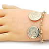 Oro Laminado Charm Bracelet, Gold Filled Style Rolo Design, Polished, Golden Finish, 03.331.0242.08