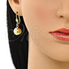 Oro Laminado Dangle Earring, Gold Filled Style Ball Design, Polished, Golden Finish, 5.123.016