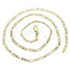 Oro Laminado Basic Necklace, Gold Filled Style Figaro Design, Polished, Golden Finish, 04.213.0240.20