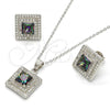 Sterling Silver Earring and Pendant Adult Set, with  Cubic Zirconia and White Micro Pave, Polished, Rhodium Finish, 10.186.0030