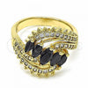 Oro Laminado Multi Stone Ring, Gold Filled Style with Black and White Cubic Zirconia, Polished, Golden Finish, 01.283.0009.07 (Size 7)