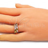 Oro Laminado Multi Stone Ring, Gold Filled Style with Multicolor Cubic Zirconia, Polished, Golden Finish, 01.283.0026.09