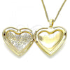 Oro Laminado Pendant Necklace, Gold Filled Style Heart and Flower Design, Polished, Golden Finish, 04.117.0025.20