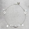 Sterling Silver Fancy Anklet, Flower and Elephant Design, Polished, Silver Finish, 03.409.0050.10