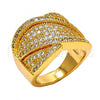 Oro Laminado Multi Stone Ring, Gold Filled Style with White Micro Pave, Polished, Golden Finish, 01.266.0004.09 (Size 9)