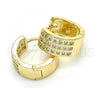 Oro Laminado Huggie Hoop, Gold Filled Style with White Cubic Zirconia, Polished, Golden Finish, 02.221.0059.15