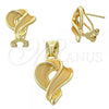 Oro Laminado Earring and Pendant Adult Set, Gold Filled Style Matte Finish, Golden Finish, 10.59.0165