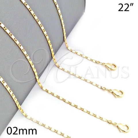 Oro Laminado Basic Necklace, Gold Filled Style Polished, Golden Finish, 04.213.0004.22