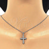 Sterling Silver Pendant Necklace, Cross Design, with White Micro Pave, Polished, Rhodium Finish, 04.336.0125.16