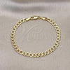 Oro Laminado Basic Bracelet, Gold Filled Style Pave Cuban Design, Diamond Cutting Finish, Golden Finish, 04.63.1423.08