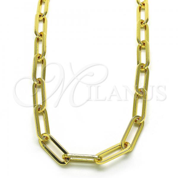 Oro Laminado Basic Necklace, Gold Filled Style Paperclip Design, Polished, Golden Finish, 04.378.0001.16