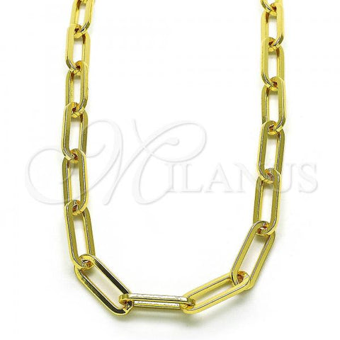 Oro Laminado Basic Necklace, Gold Filled Style Paperclip Design, Polished, Golden Finish, 04.378.0001.16