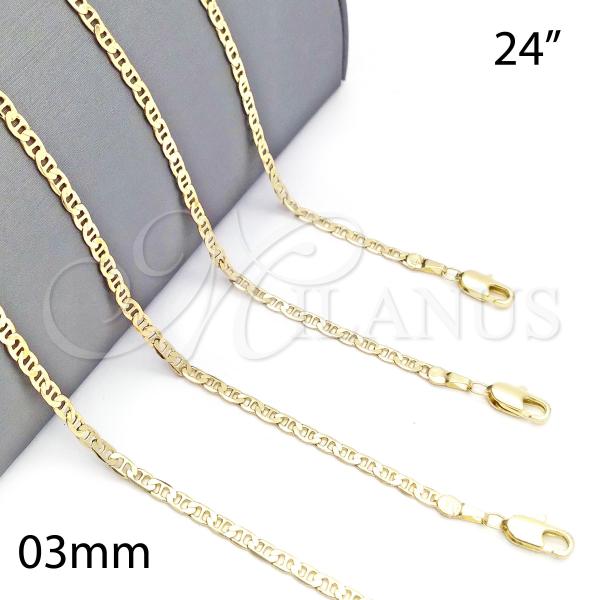 Oro Laminado Basic Necklace, Gold Filled Style Mariner Design, Polished, Golden Finish, 5.222.027.24