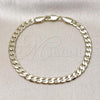 Oro Laminado Basic Bracelet, Gold Filled Style Curb Design, Polished, Golden Finish, 5.222.004.07