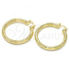 Oro Laminado Medium Hoop, Gold Filled Style Hollow Design, Diamond Cutting Finish, Golden Finish, 02.170.0242.40