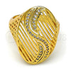 Oro Laminado Multi Stone Ring, Gold Filled Style with White Micro Pave, Polished, Golden Finish, 01.118.0048.09 (Size 9)