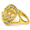 Oro Laminado Multi Stone Ring, Gold Filled Style with White Crystal, Polished, Golden Finish, 01.241.0005.08 (Size 8)