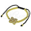Oro Laminado Fancy Bracelet, Gold Filled Style Ball Design, with White Micro Pave, Polished, Golden Finish, 03.362.0014.11