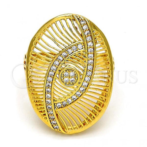 Oro Laminado Multi Stone Ring, Gold Filled Style with White Crystal, Polished, Golden Finish, 01.118.0027.09 (Size 9)