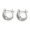 Sterling Silver Huggie Hoop, with White Micro Pave, Polished, Rhodium Finish, 02.175.0042.10