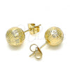 Oro Laminado Stud Earring, Gold Filled Style Diamond Cutting Finish, Golden Finish, 02.100.0113