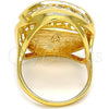 Oro Laminado Multi Stone Ring, Gold Filled Style Greek Key Design, with White Crystal, Polished, Golden Finish, 01.241.0013.08 (Size 8)