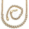 Oro Laminado Necklace and Bracelet, Gold Filled Style with White Cubic Zirconia, Polished, Golden Finish, 06.284.0014.4