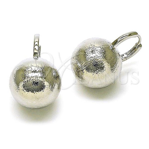 Rhodium Plated Huggie Hoop, Ball Design, Brushed Finish, Rhodium Finish, 02.195.0214.1.14