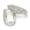 Rhodium Plated Huggie Hoop, Heart Design, with White Micro Pave, Polished, Rhodium Finish, 02.217.0037.1.15