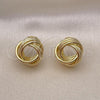 Oro Laminado Stud Earring, Gold Filled Style Chunky Design, Polished, Golden Finish, 02.213.0692