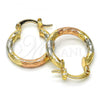 Oro Laminado Small Hoop, Gold Filled Style Diamond Cutting Finish, Tricolor, 02.102.0051.20