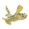 Oro Laminado Fancy Pendant, Gold Filled Style Eagle Design, Diamond Cutting Finish, Golden Finish, 5.180.002