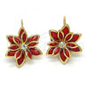 Oro Laminado Leverback Earring, Gold Filled Style Flower Design, with Garnet and White Crystal, Polished, Golden Finish, 02.64.0638.2