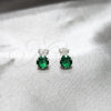 Sterling Silver Stud Earring, with Emerald Cubic Zirconia, Polished, Silver Finish, 02.392.0035