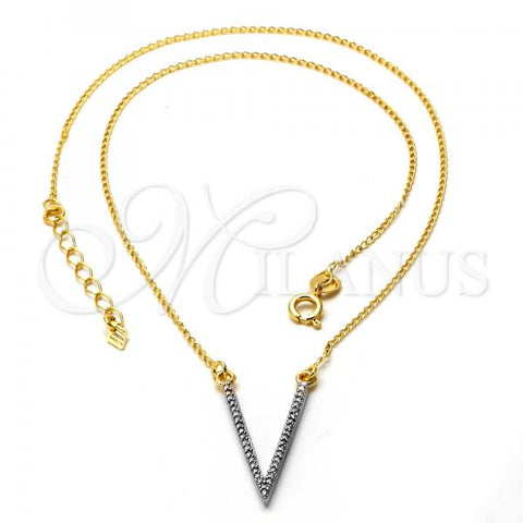 Oro Laminado Pendant Necklace, Gold Filled Style Matte Finish, Two Tone, 04.09.0047.18