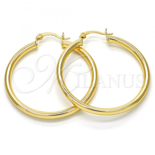 Oro Laminado Medium Hoop, Gold Filled Style Hollow Design, Polished, Golden Finish, 5.134.023.35