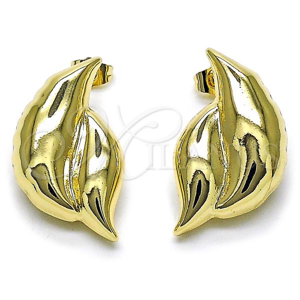 Oro Laminado Stud Earring, Gold Filled Style Hollow Design, Polished, Golden Finish, 02.428.0050