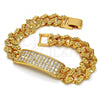 Oro Laminado ID Bracelet, Gold Filled Style with White Cubic Zirconia, Polished, Golden Finish, 03.284.0010.07