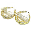 Oro Laminado Large Hoop, Gold Filled Style Nameplate and Bamboo Design, Polished, Golden Finish, 02.63.2679.60
