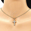 Oro Laminado Religious Pendant, Gold Filled Style Cross Design, with White Cubic Zirconia, Polished, Golden Finish, 05.342.0086
