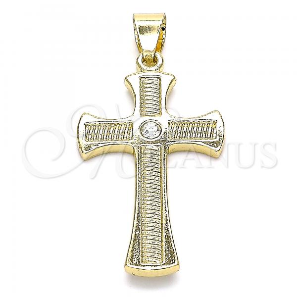Gold Filled Pendant — Religious Pendant Cross Design with White Crystal Polished — main product view — SKU 140510 | Oro Laminado dije — Religious Pendant cruz diseño with cristal blanco pulido — SKU 140510
