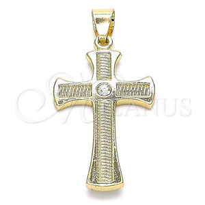 Gold Filled Pendant — Religious Pendant Cross Design with White Crystal Polished — main product view — SKU 140510 | Oro Laminado dije — Religious Pendant cruz diseño with cristal blanco pulido — SKU 140510