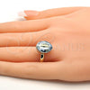 Oro Laminado Multi Stone Ring, Gold Filled Style with Blue Shade Swarovski Crystals, Polished, Golden Finish, 01.239.0008.10 (One size fits all)