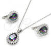 Sterling Silver Earring and Pendant Adult Set, Teardrop Design, with  and White Cubic Zirconia, Polished, Rhodium Finish, 10.186.0025