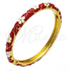 Oro Laminado Individual Bangle, Gold Filled Style Flower Design, Red Enamel Finish, Golden Finish, 07.246.0006.7.05 (06 MM Thickness, Size 5 - 2.50 Diameter)