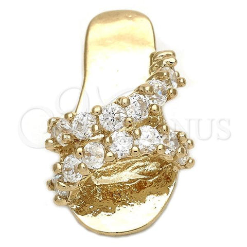 Oro Laminado Fancy Pendant, Gold Filled Style Shoes Design, with White Cubic Zirconia, Polished, Golden Finish, 5.179.030