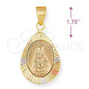Oro Laminado Religious Pendant, Gold Filled Style Altagracia Design, Diamond Cutting Finish, Tricolor, 5.194.015