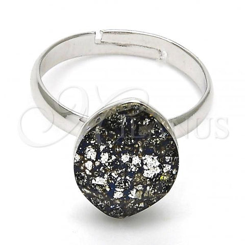 Rhodium Plated Multi Stone Ring, with Crystal Black Patina Swarovski Crystals, Polished, Rhodium Finish, 01.239.0008.5 (One size fits all)